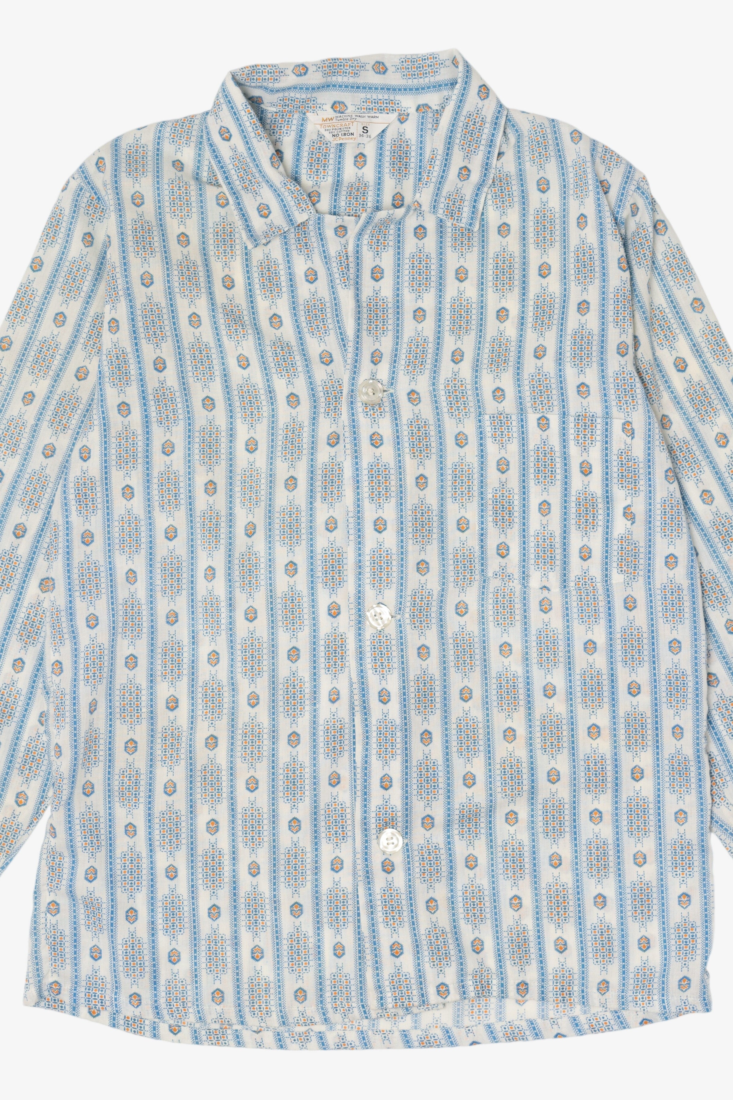 Vintage Blue And White Towncraft JC Penney Button Up Shirt (1970s)