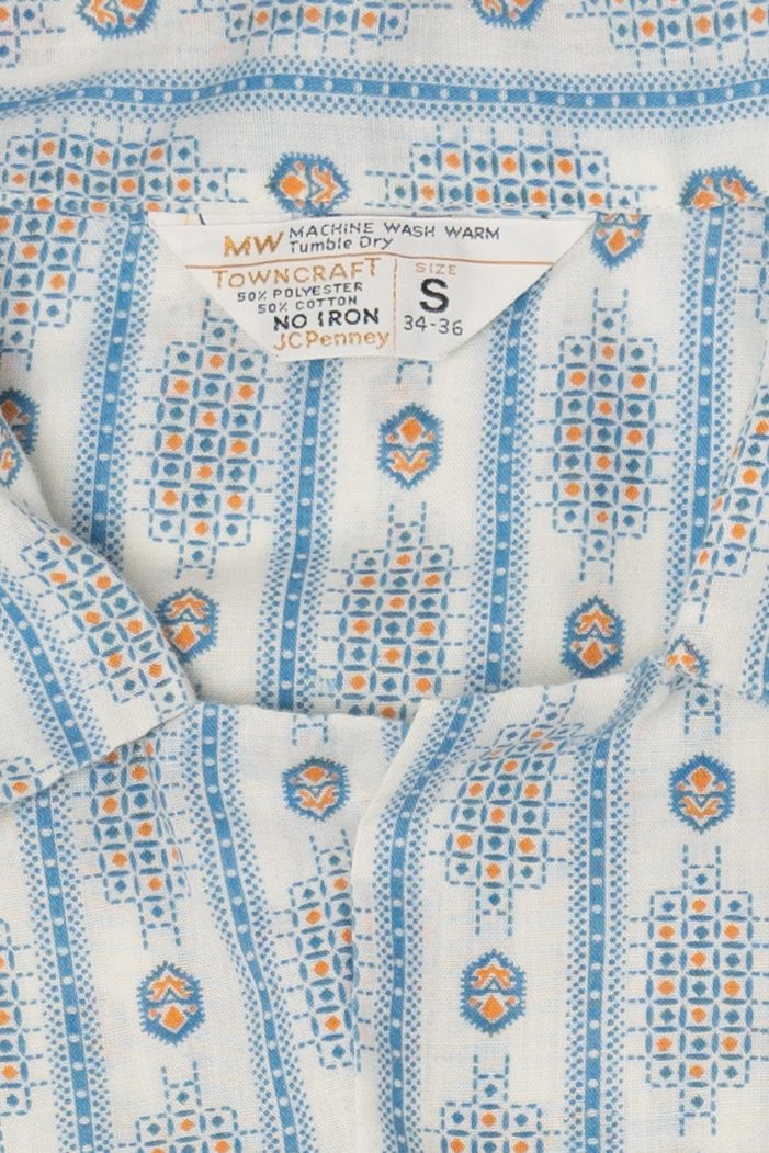Vintage Blue And White Towncraft JC Penney Button Up Shirt (1970s)