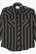 Vintage Dark Gray Authentic atb Westernwear Striped Button Up Shirt (1980s)