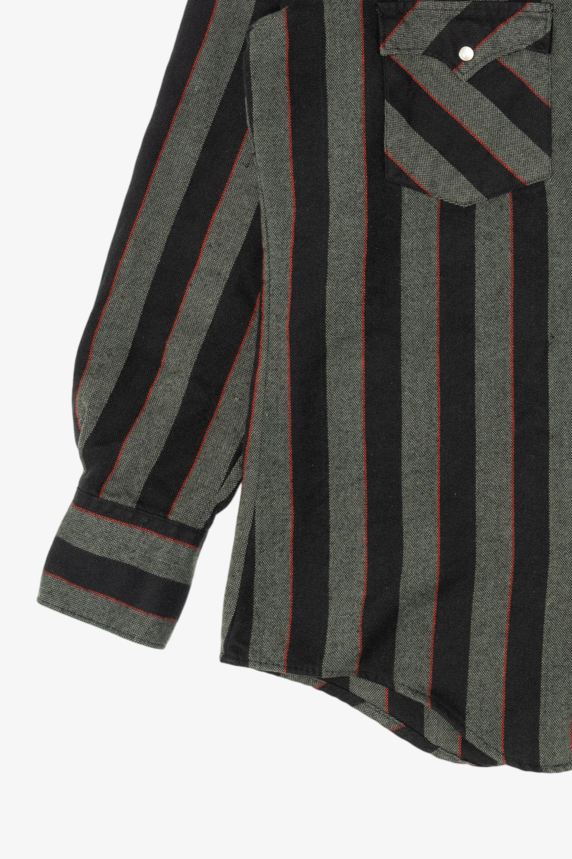 Vintage Dark Gray Authentic atb Westernwear Striped Button Up Shirt (1980s)