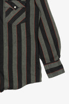 Vintage Dark Gray Authentic atb Westernwear Striped Button Up Shirt (1980s)