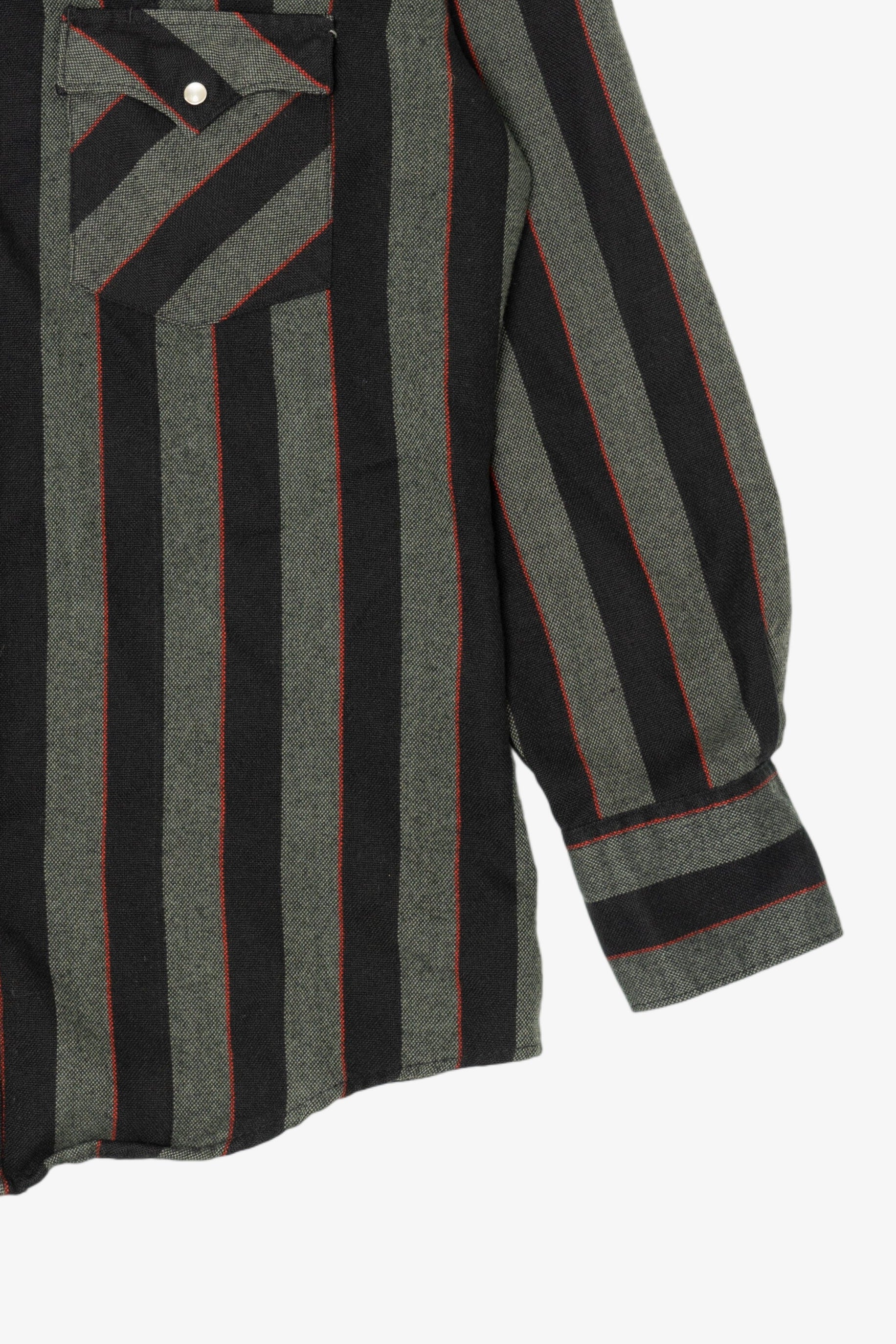 Vintage Dark Gray Authentic atb Westernwear Striped Button Up Shirt (1980s)