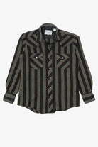 Vintage Dark Gray Authentic atb Westernwear Striped Button Up Shirt (1980s)