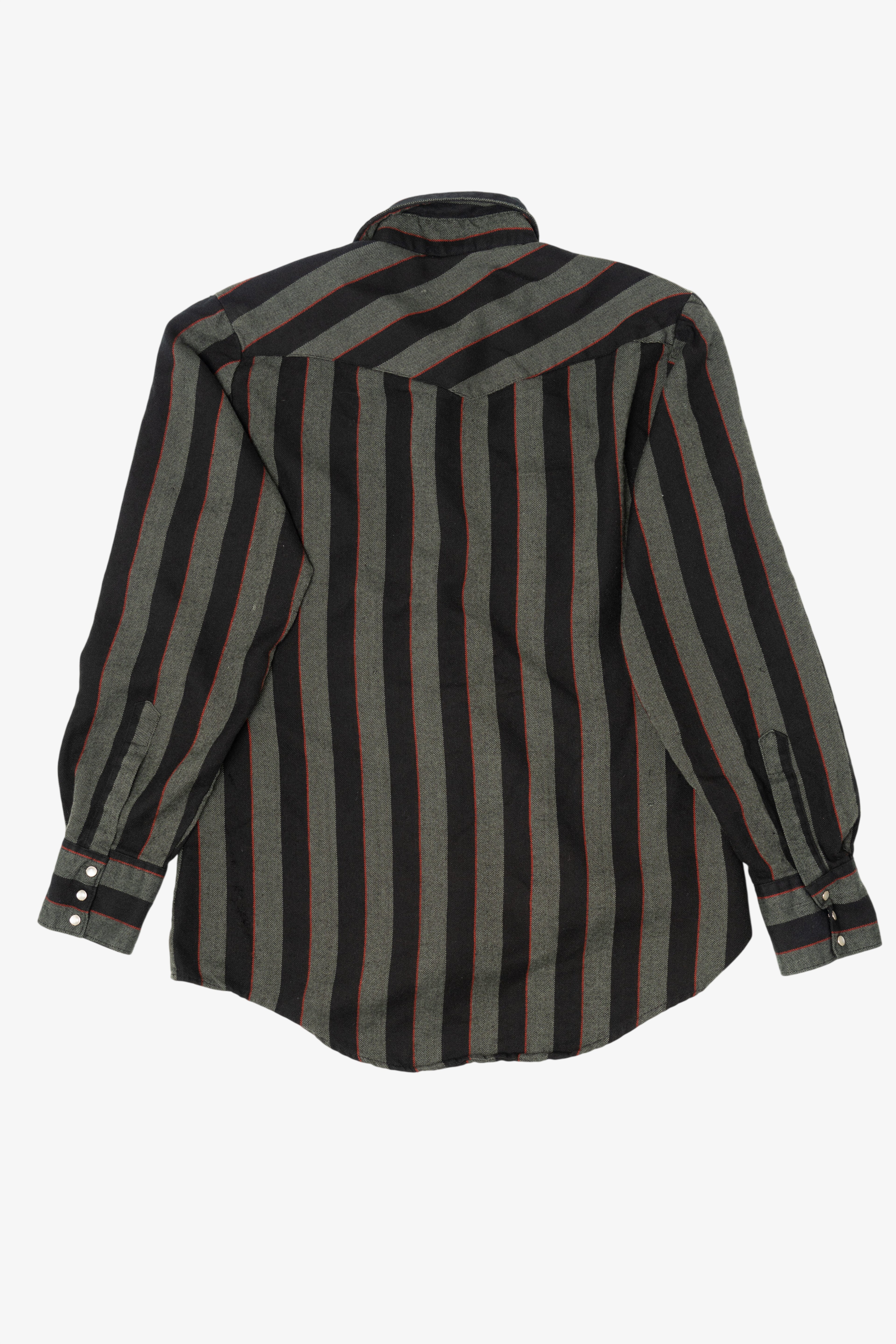 Vintage Dark Gray Authentic atb Westernwear Striped Button Up Shirt (1980s)