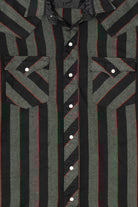 Vintage Dark Gray Authentic atb Westernwear Striped Button Up Shirt (1980s)