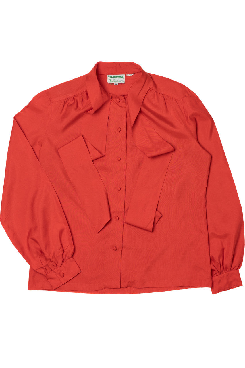 Vintage Tie Neck Silkhana by Lady Manhattan Button Up Shirt