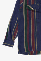Vintage Navy Blue Striped Alpine Trail Button Up Shirt (1990s)