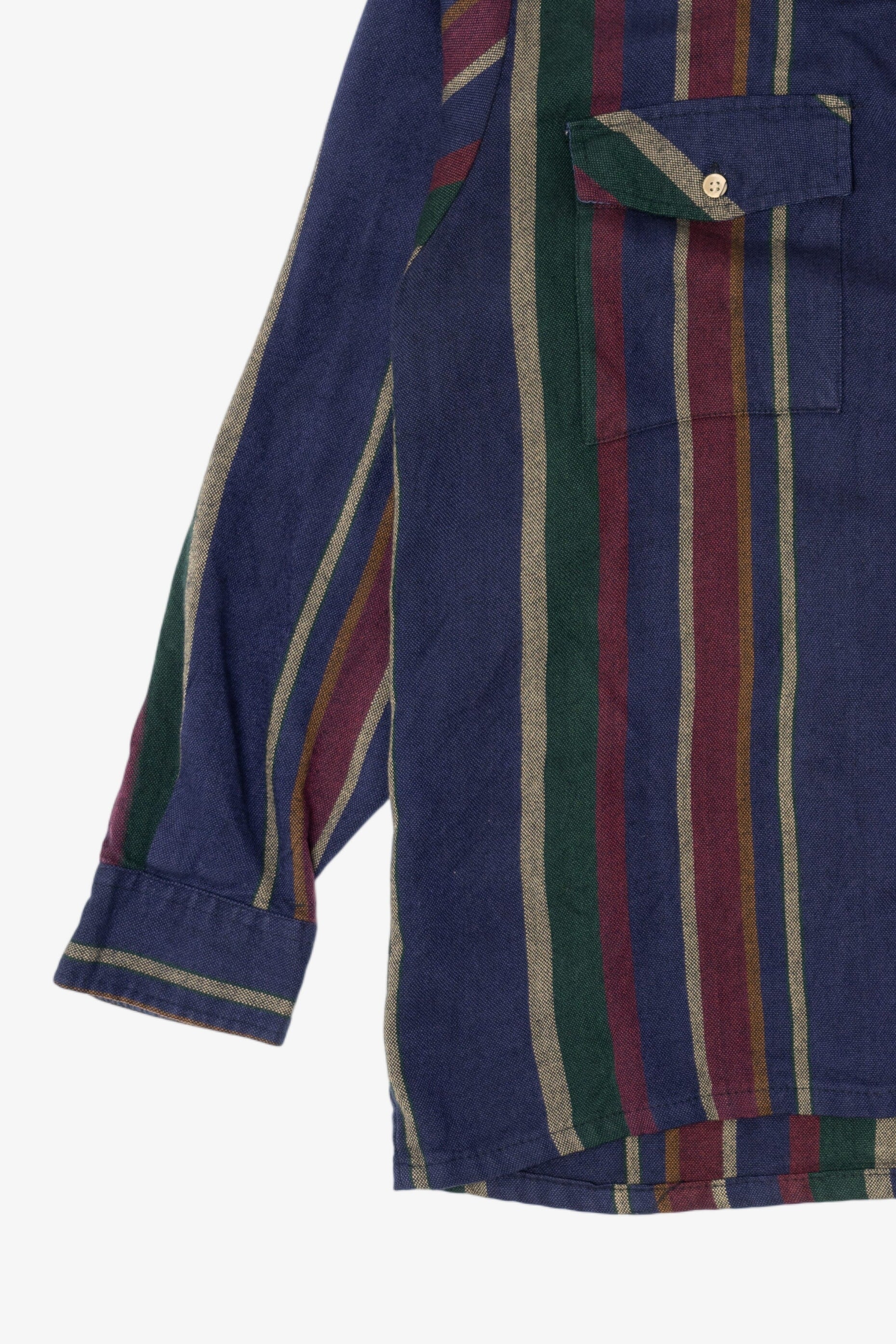 Vintage Navy Blue Striped Alpine Trail Button Up Shirt (1990s)