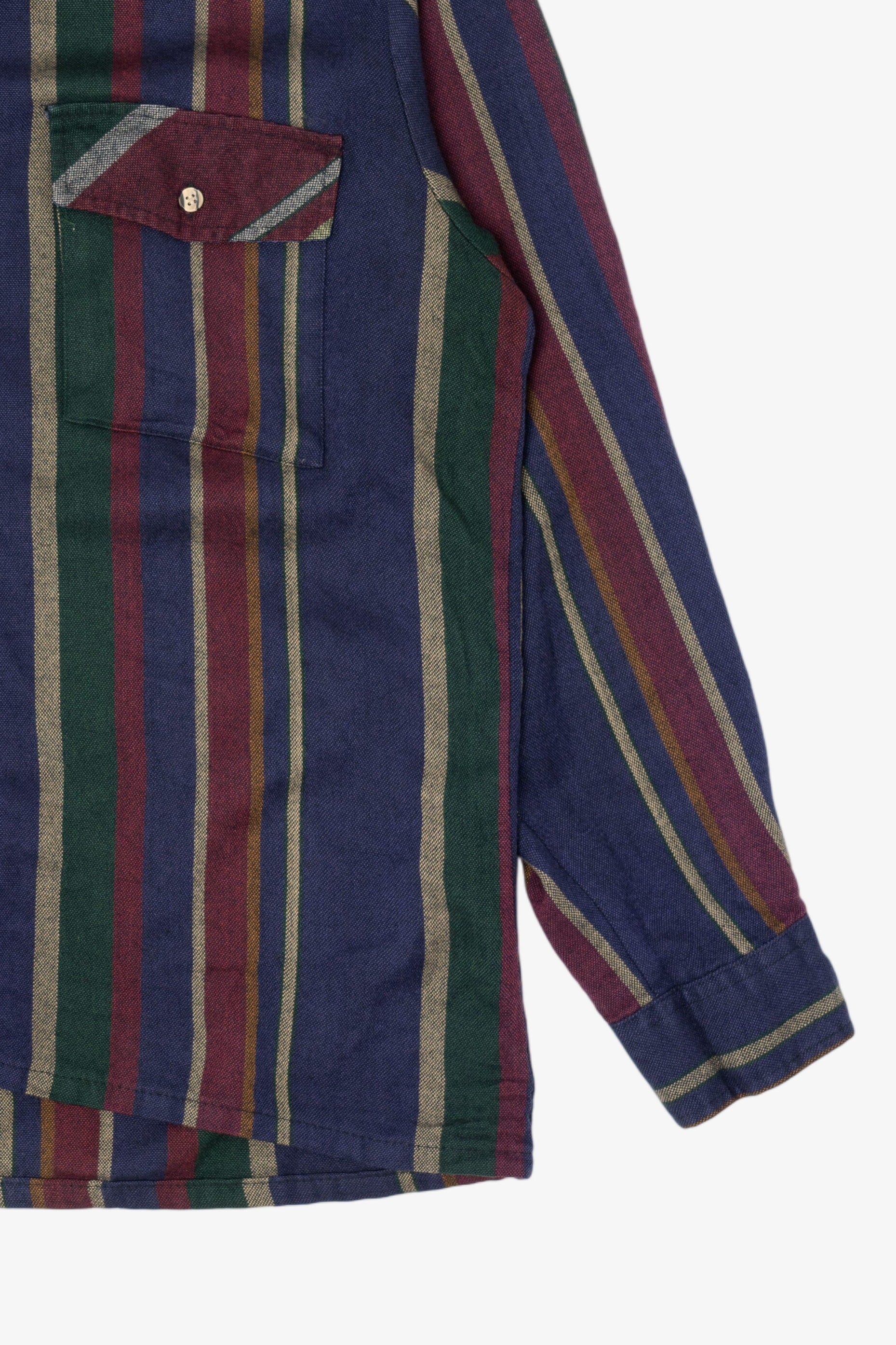Vintage Navy Blue Striped Alpine Trail Button Up Shirt (1990s)