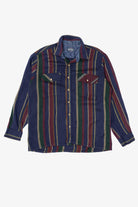 Vintage Navy Blue Striped Alpine Trail Button Up Shirt (1990s)