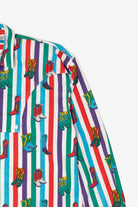 Vintage Side Saddle Cowboy Boots Button Up Striped Shirt (1990s)