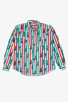 Vintage Side Saddle Cowboy Boots Button Up Striped Shirt (1990s)