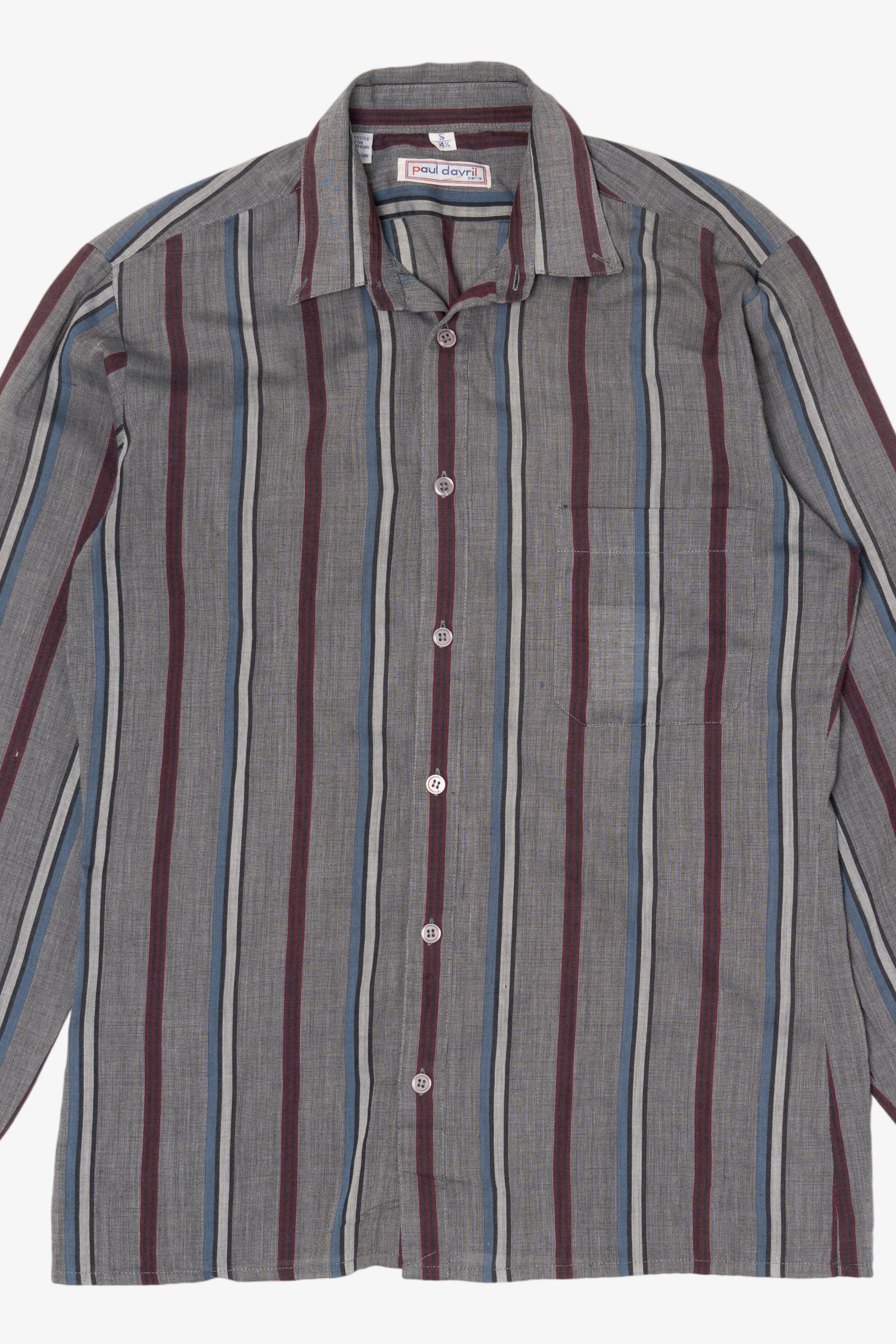 Vintage Gray Paul Dauril Striped Button Up Shirt (1990s)