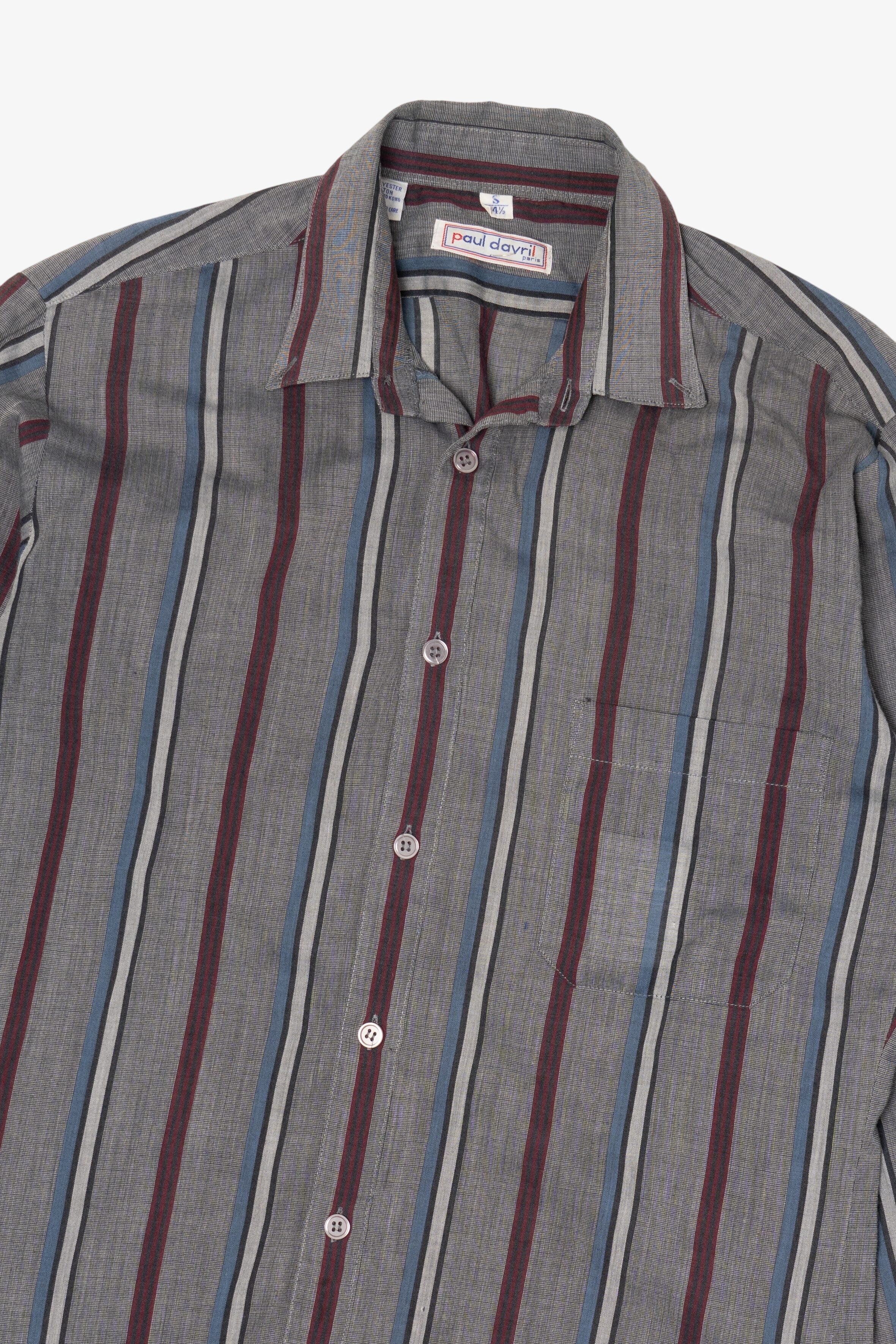 Vintage Gray Paul Dauril Striped Button Up Shirt (1990s)