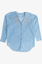 Vintage Southwestern Faux Gemstone Bejeweled Denim Button Up (1990s)