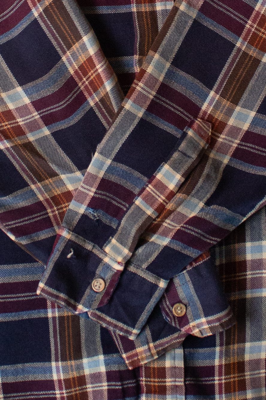 Vintage Navy Plaid Sears Button Up (1980s)