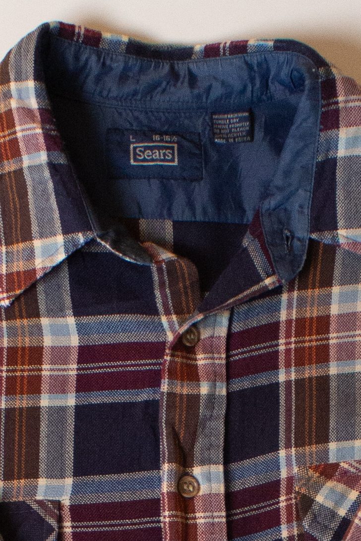 Vintage Navy Plaid Sears Button Up (1980s)