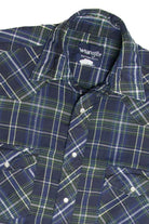 Recycled Wrangler Blue and Green Button Up Shirt
