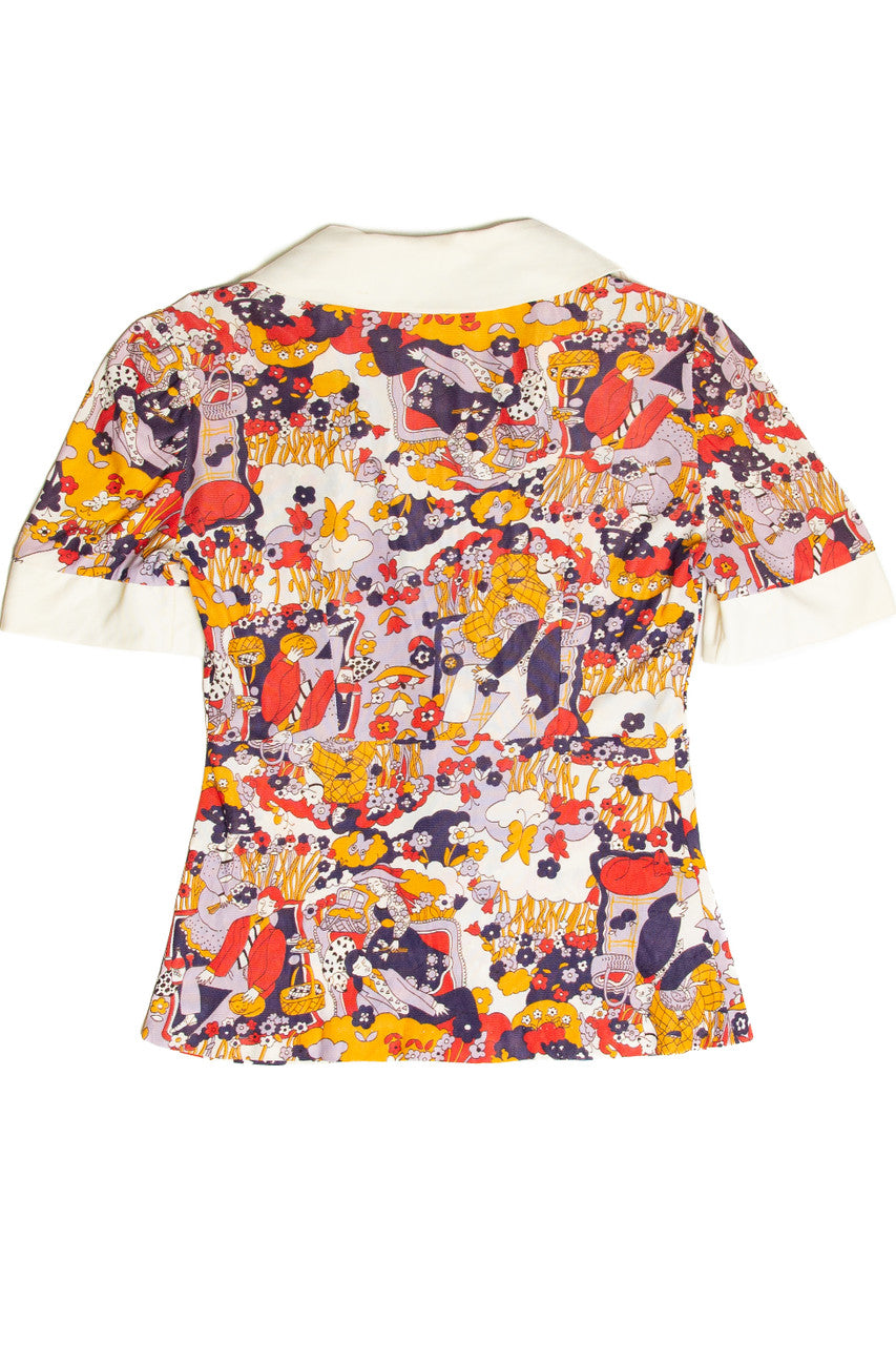 Vintage Knits'N Bits Picnic Button Up Top