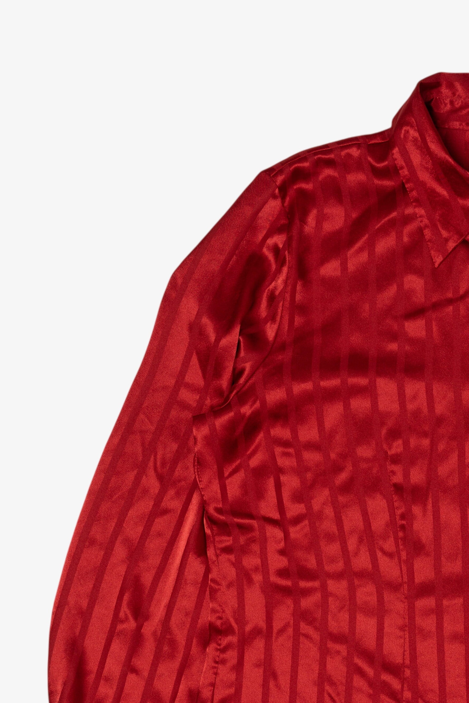 Vintage Red Covington Satin Striped Silk Like Blouse (1990s)
