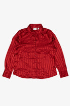 Vintage Red Covington Satin Striped Silk Like Blouse (1990s)