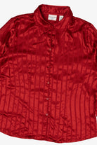 Vintage Red Covington Satin Striped Silk Like Blouse (1990s)