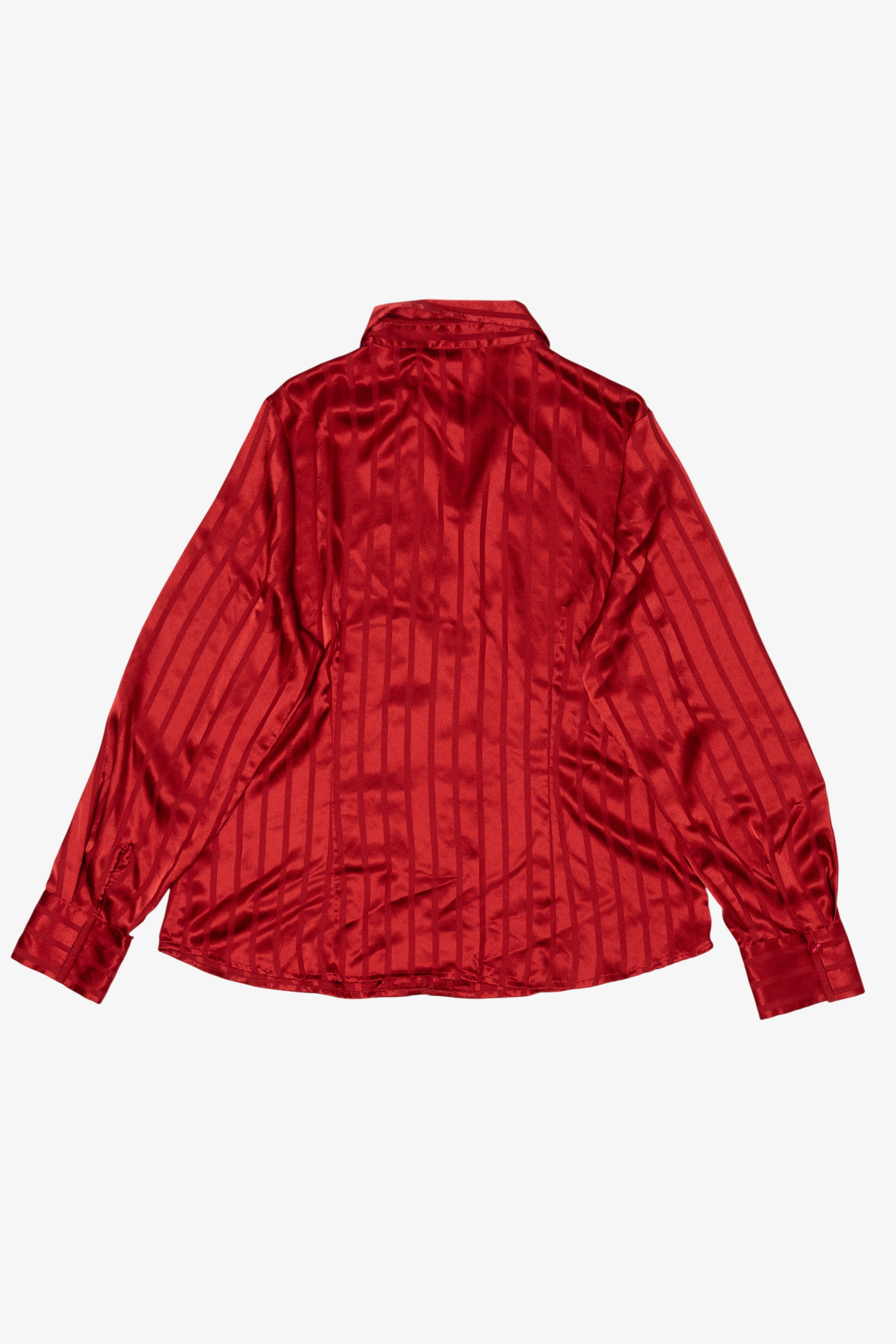 Vintage Red Covington Satin Striped Silk Like Blouse (1990s)
