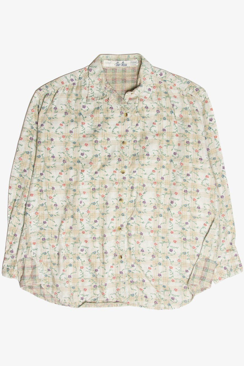 Vintage Flower Flannel Button Up Shirt