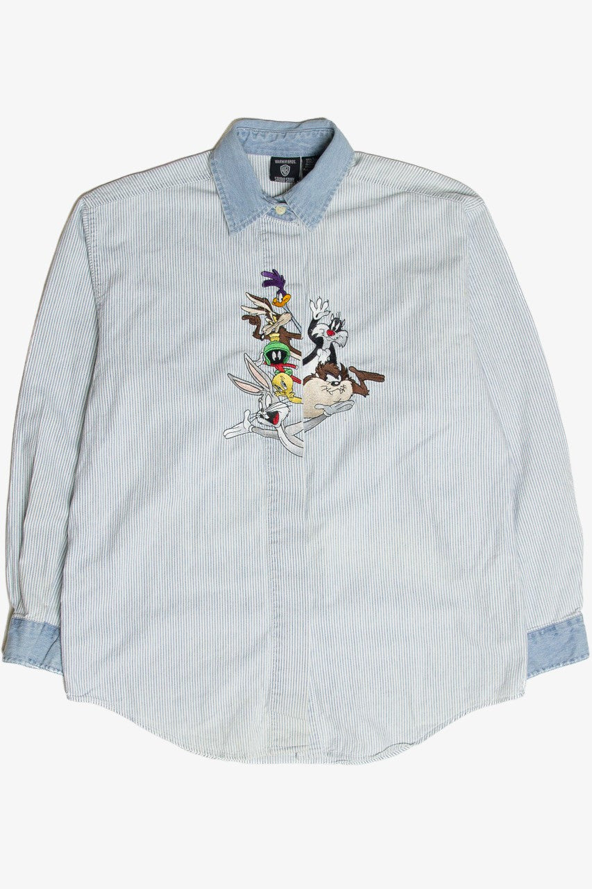 Vintage Looney Toons Embroidered Characters Button Up Shirt
