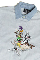 Vintage Looney Toons Embroidered Characters Button Up Shirt