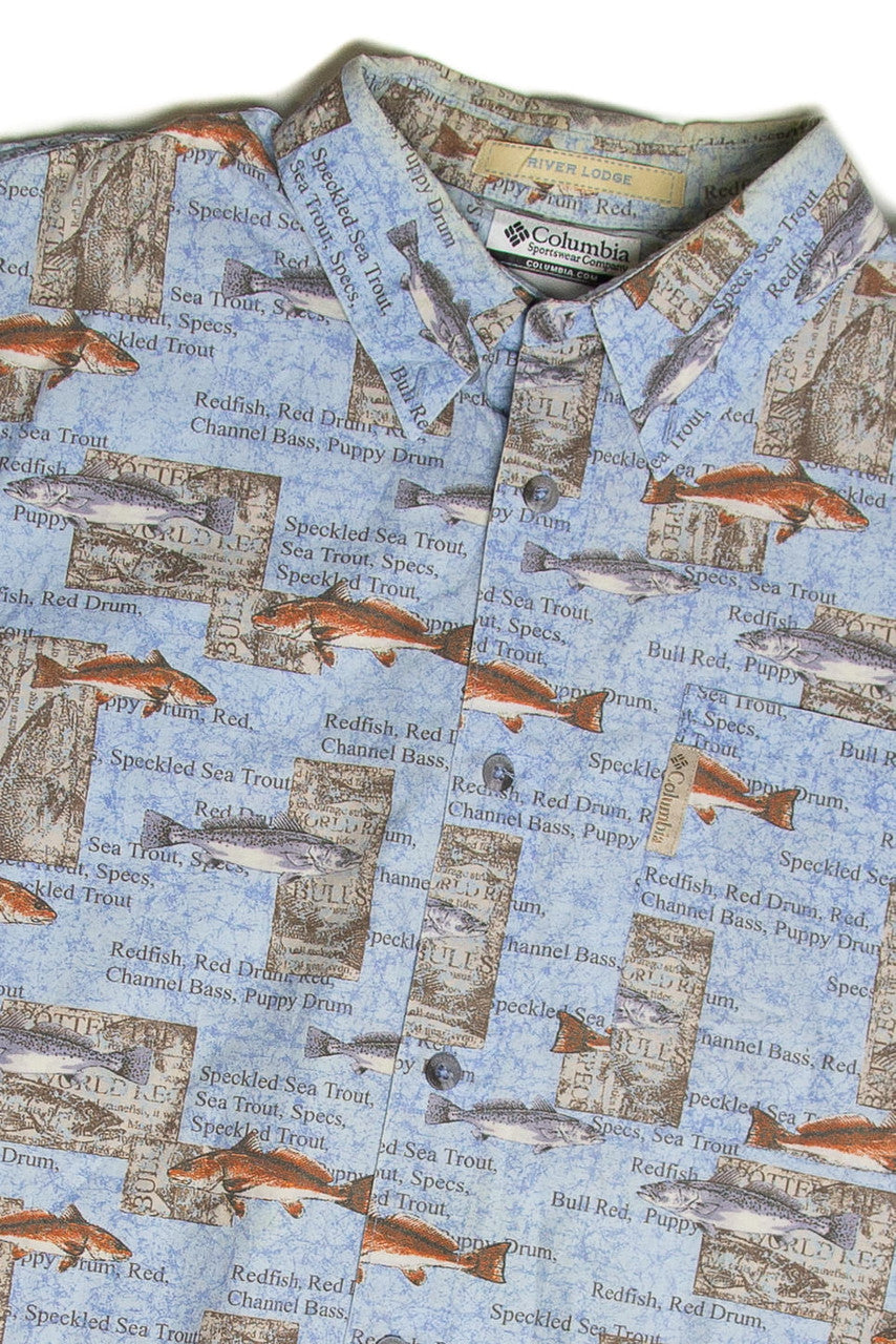 Recycled Columbia Fish Button Up Shirt