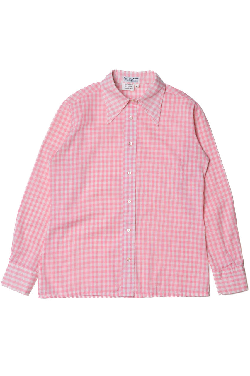 Vintage Pastel Pink Gingham Carroll Reed Button Up Shirt