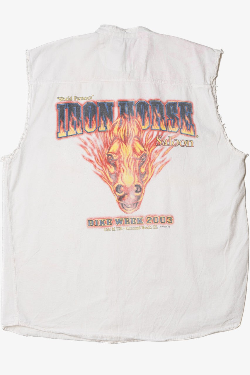 Vintage 2003 "Iron Horse Saloon" Bike Week Cut Off Button Up Shirt