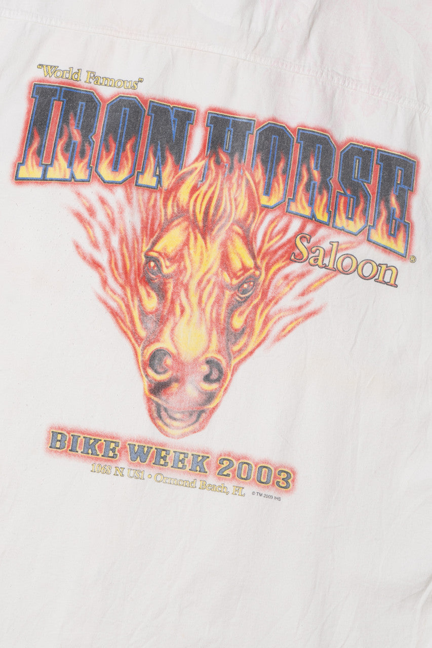 Vintage 2003 "Iron Horse Saloon" Bike Week Cut Off Button Up Shirt