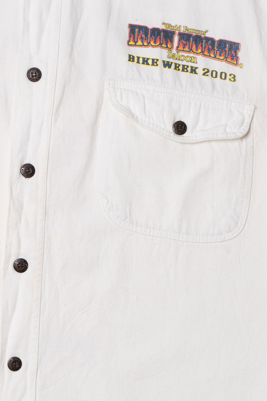 Vintage 2003 "Iron Horse Saloon" Bike Week Cut Off Button Up Shirt