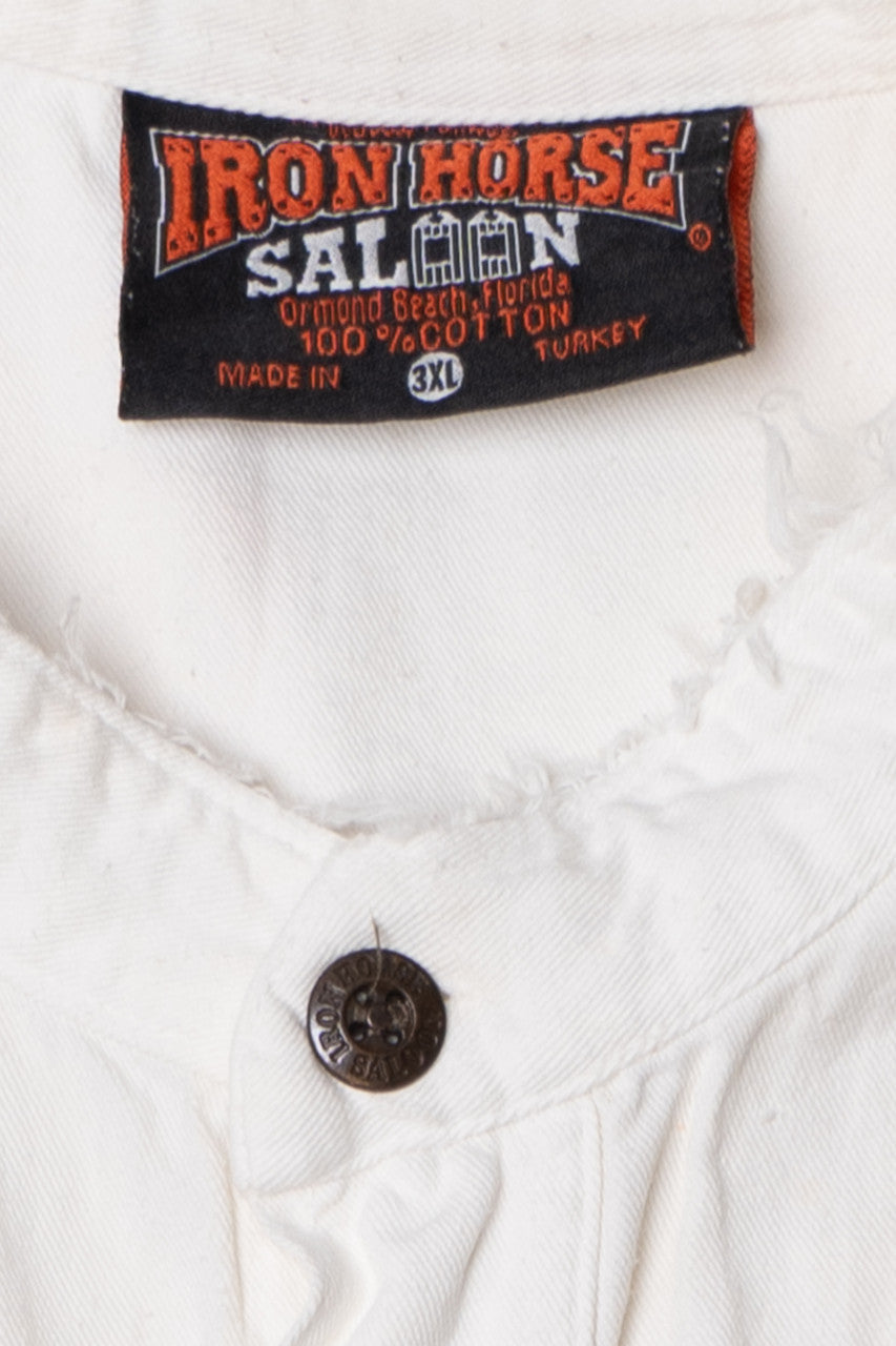 Vintage 2003 "Iron Horse Saloon" Bike Week Cut Off Button Up Shirt
