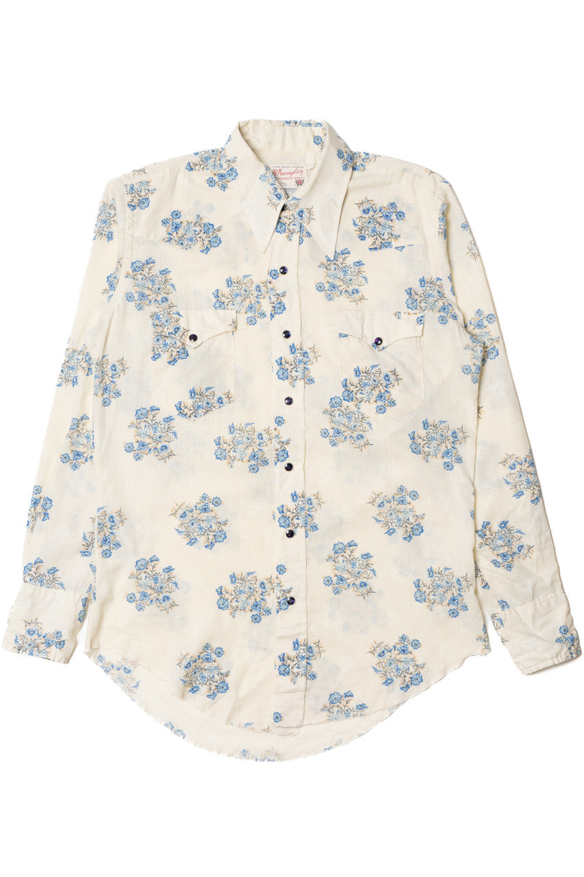 Vintage Wrangler Floral Print Pearl Snap Button Up Shirt