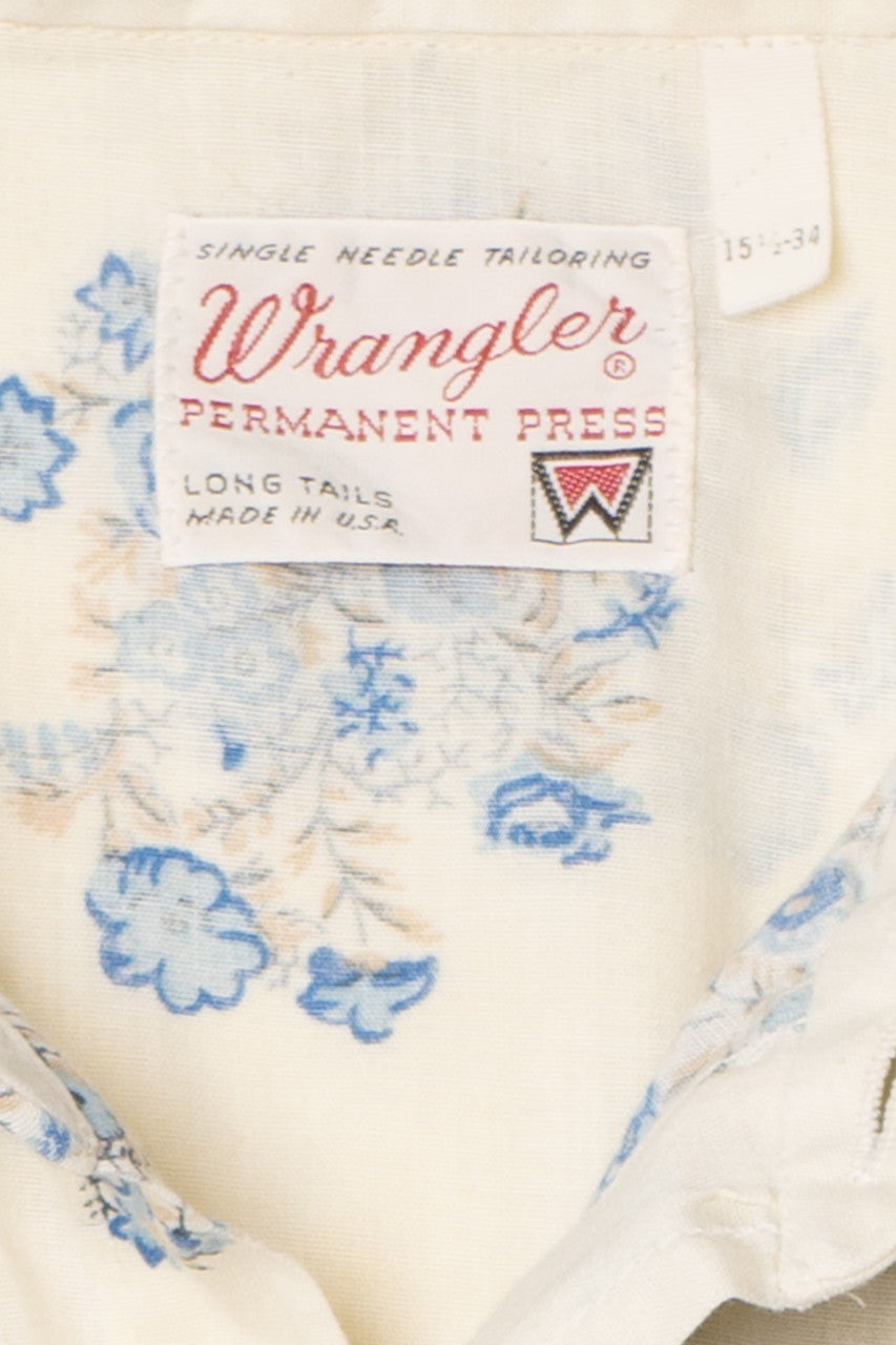 Vintage Wrangler Floral Print Pearl Snap Button Up Shirt