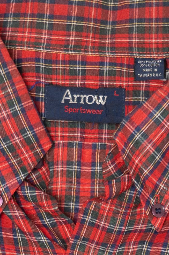 Vintage Red Plaid Arrow Button Up Shirt (1990s)