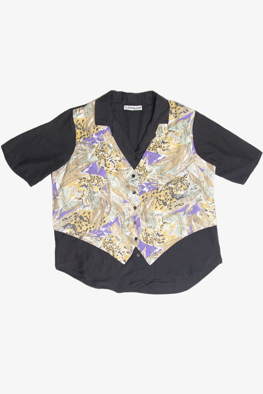 Vintage Caribou Vested Leopard Button Up Shirt