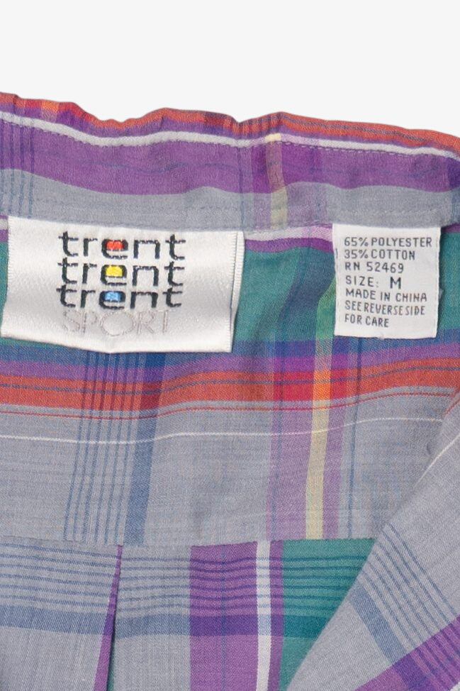 Vintage Gray Plaid Trent Sport Button Up Shirt (1990s)