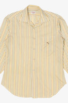 Vintage Hand Tailored Yellow Striped Little's Creations Button Up Shirt (1980s)