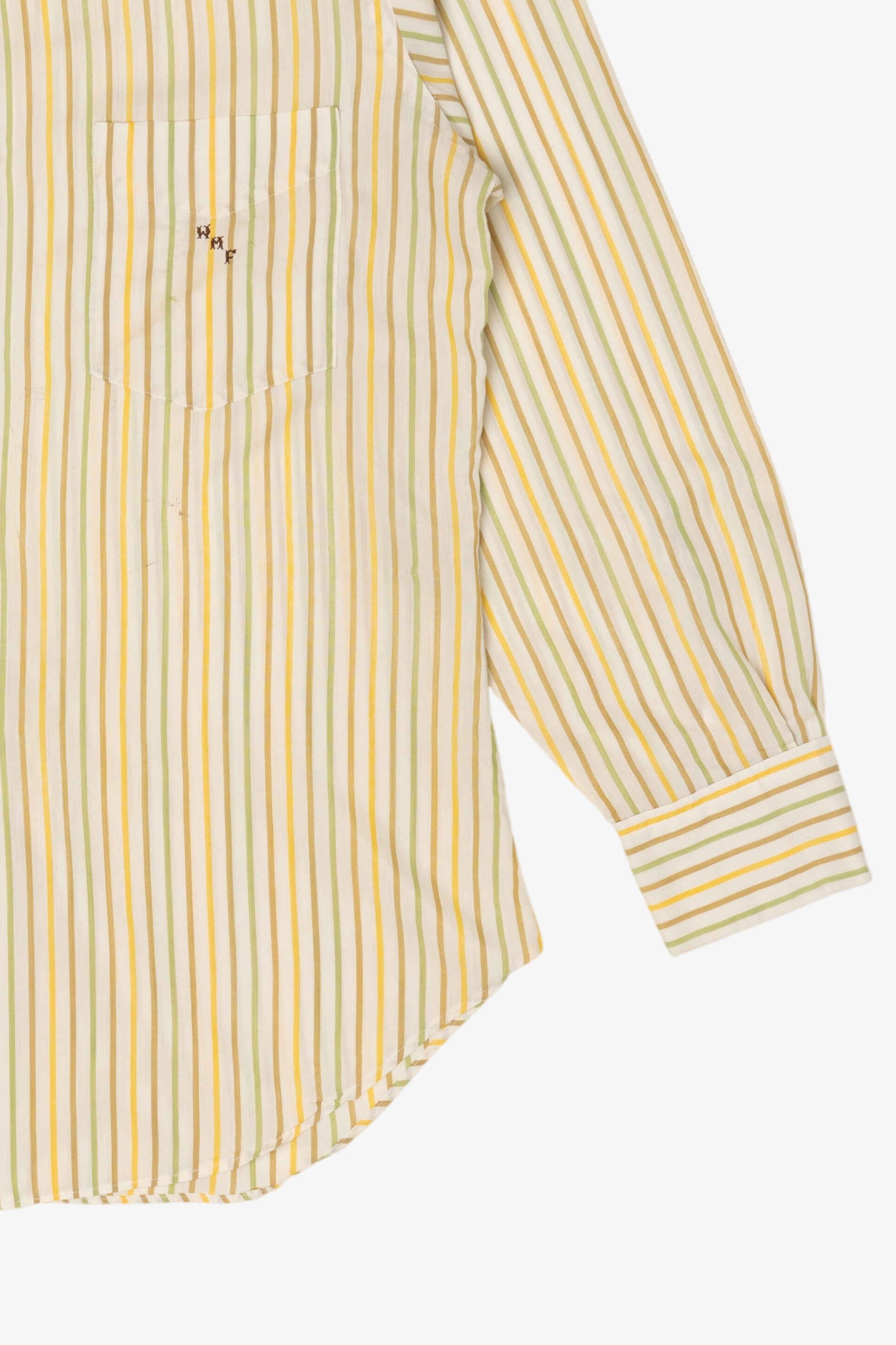 Vintage Hand Tailored Yellow Striped Little's Creations Button Up Shirt (1980s)