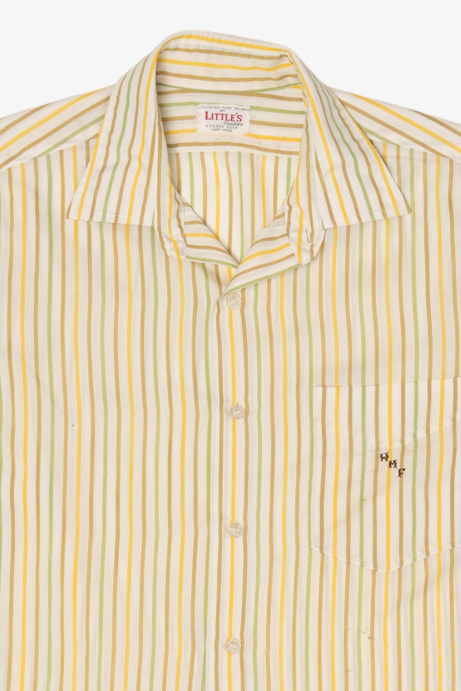 Vintage Hand Tailored Yellow Striped Little's Creations Button Up Shirt (1980s)