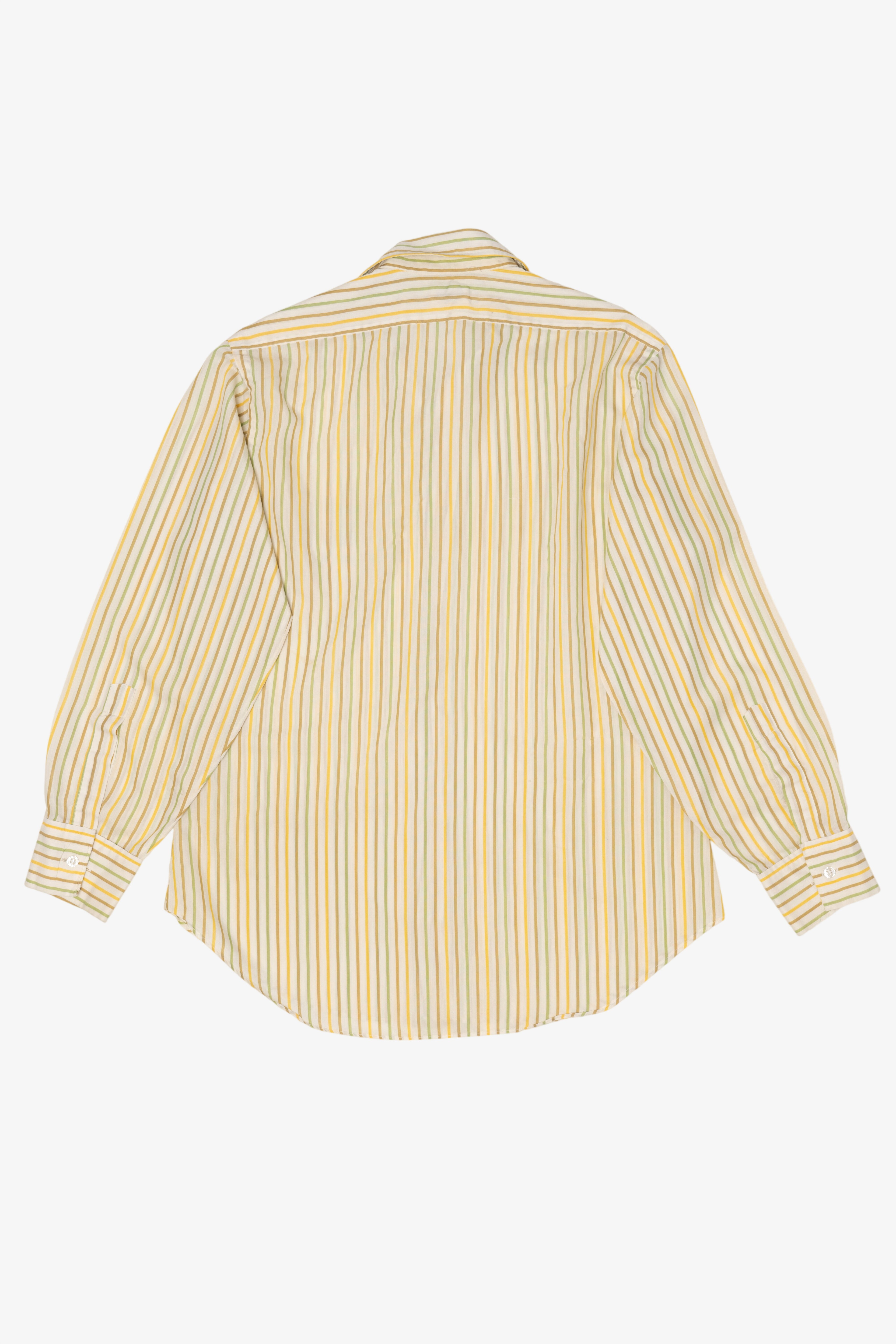 Vintage Hand Tailored Yellow Striped Little's Creations Button Up Shirt (1980s)
