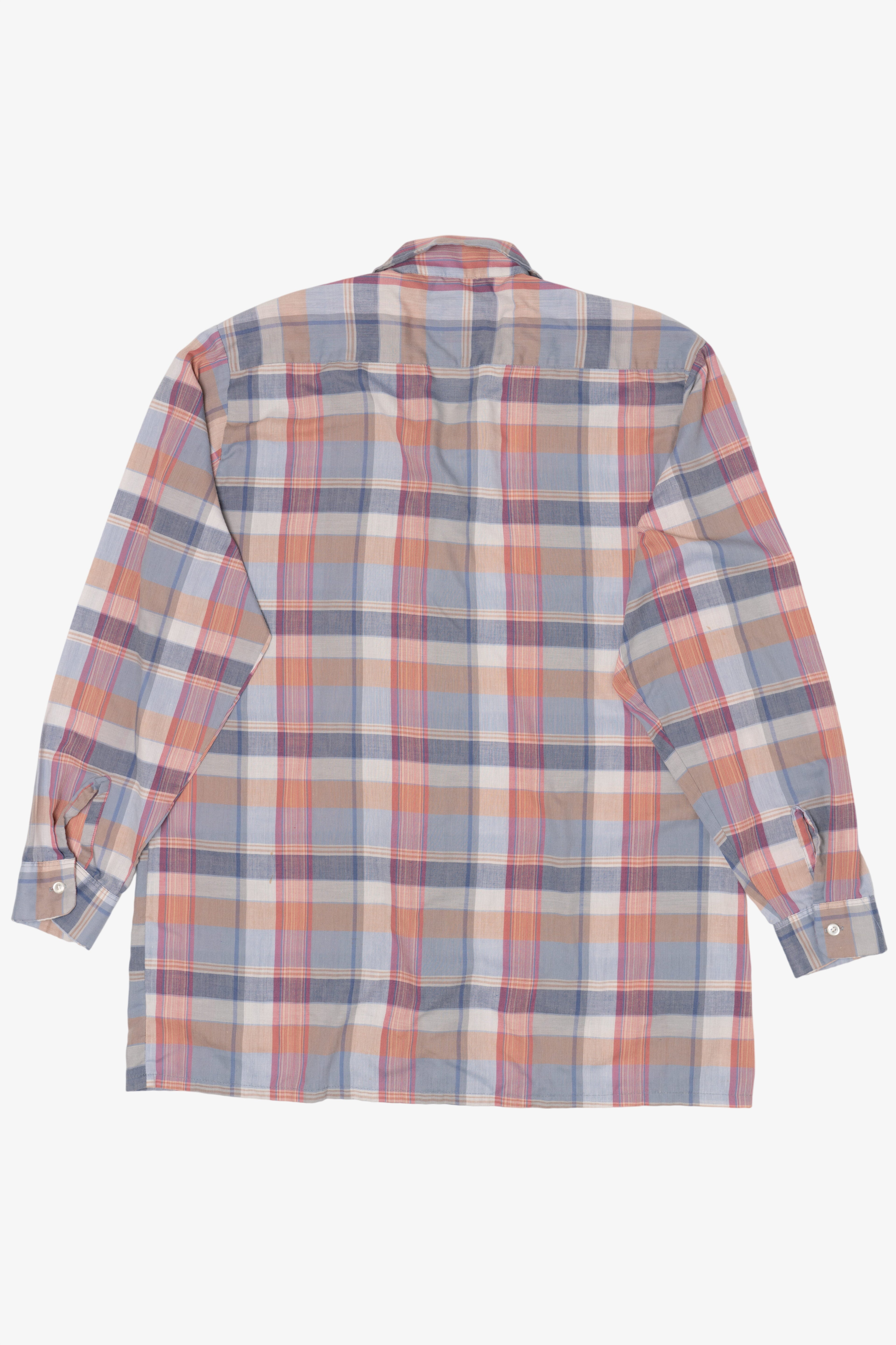Vintage Sovereign Light Blue Plaid Permanent Press Button Up Shirt (1970s)