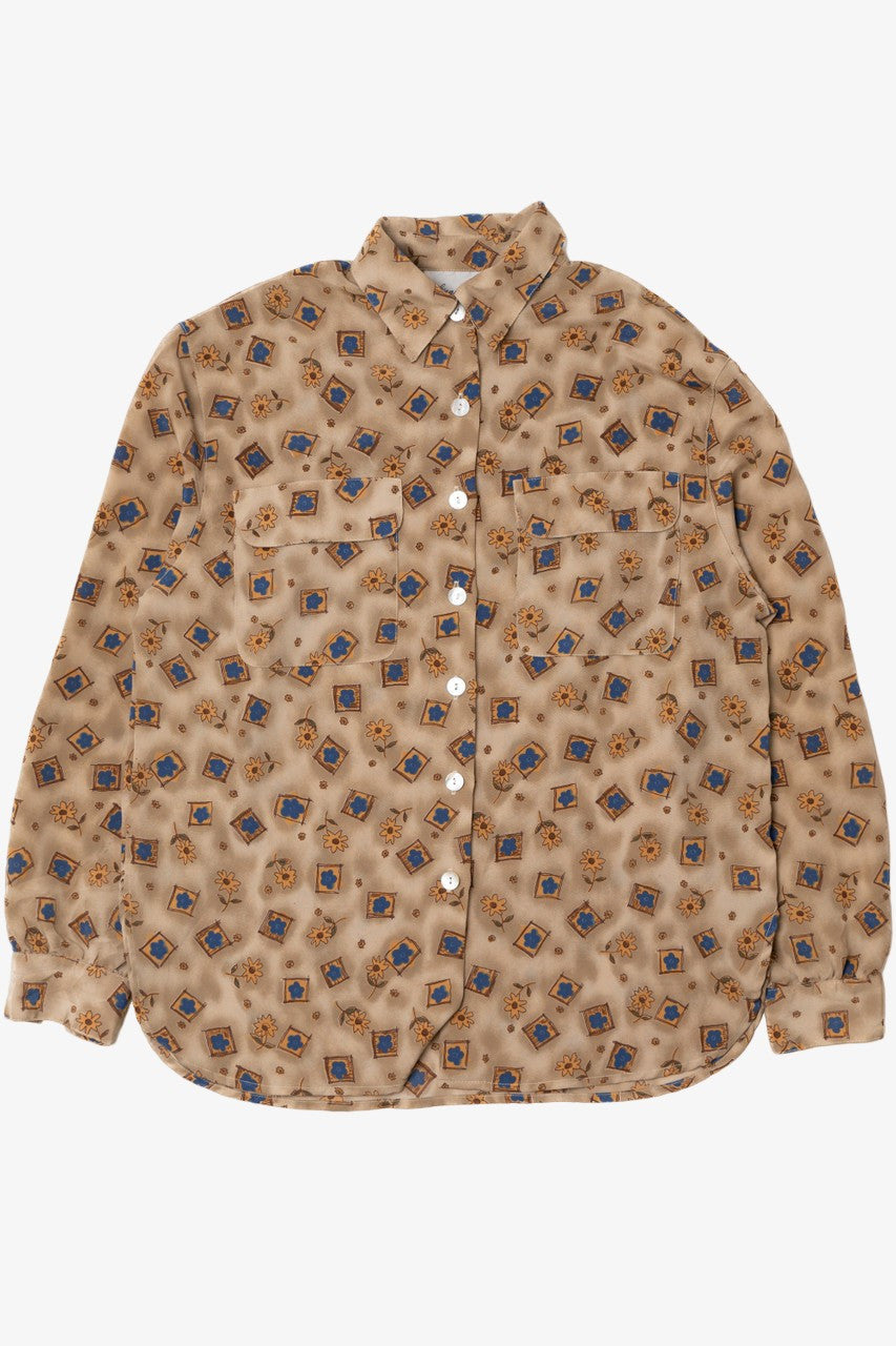 Vintage Sunflower Print Lisa Josephs Button Up Shirt