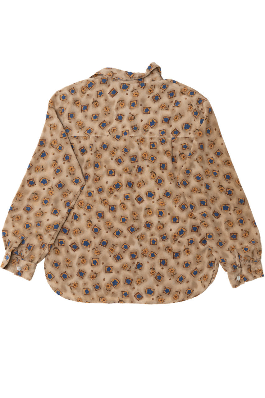 Vintage Sunflower Print Lisa Josephs Button Up Shirt