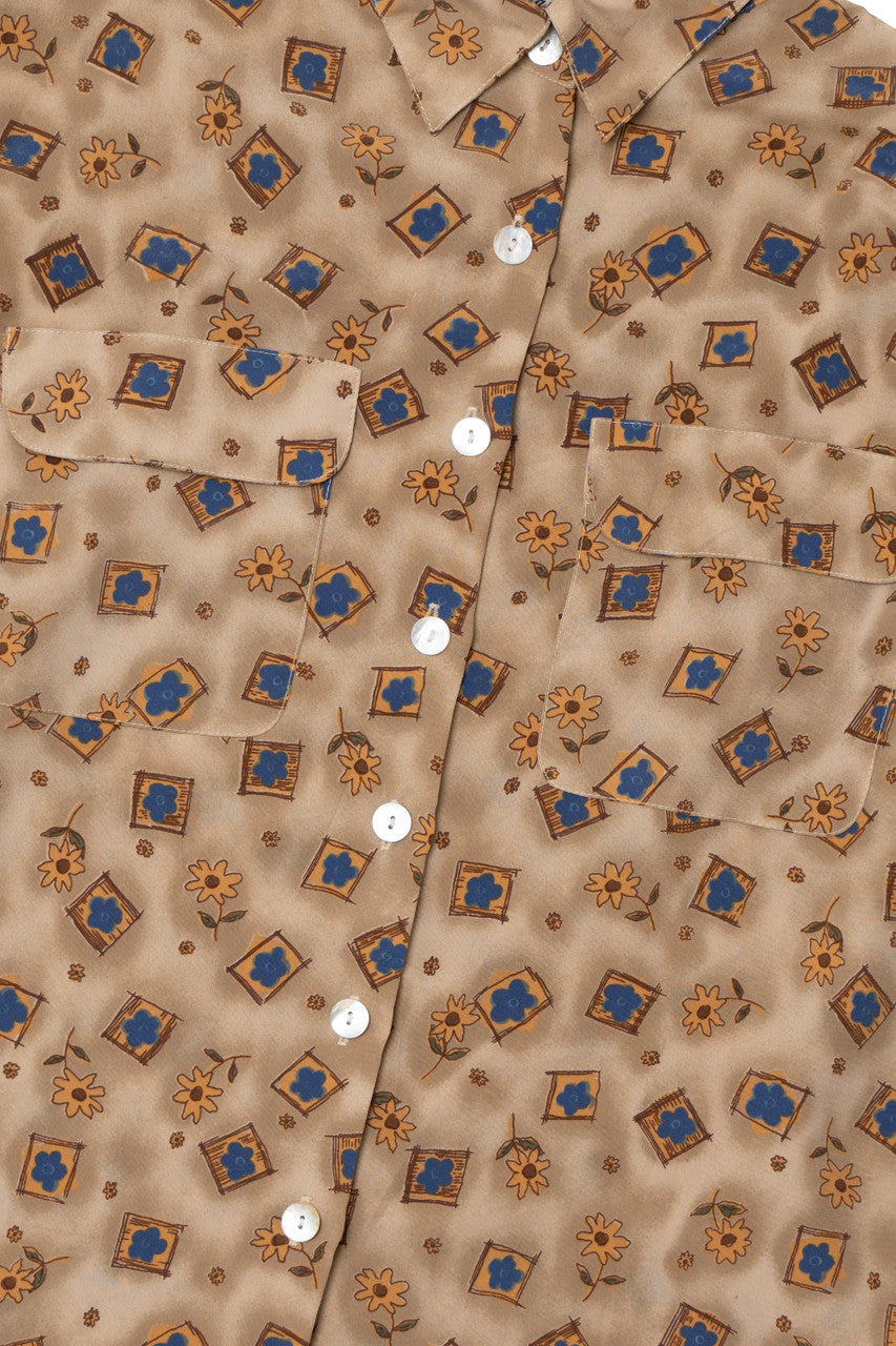 Vintage Sunflower Print Lisa Josephs Button Up Shirt