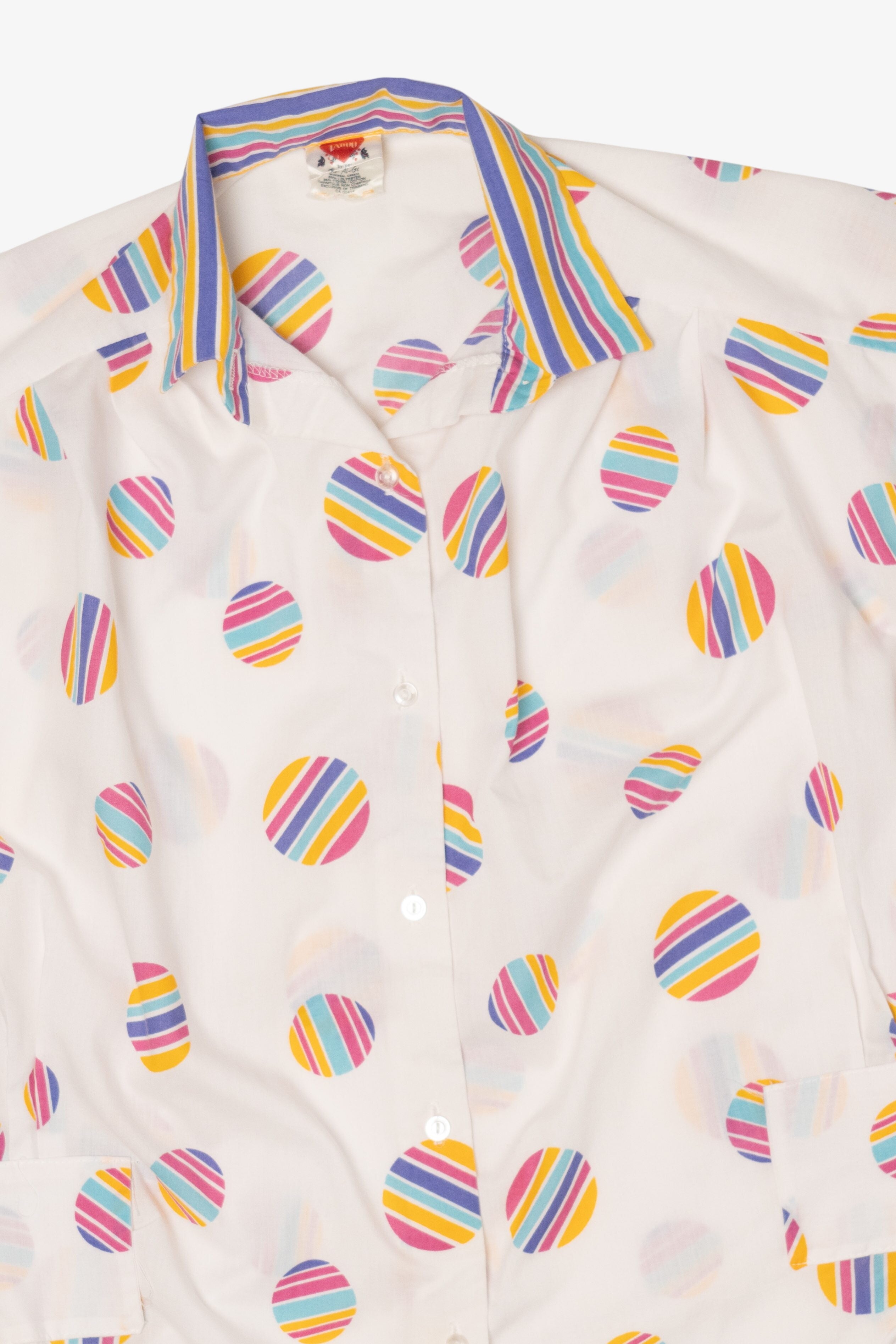 Vintage Tattoo Striped Colorful Button Up Shirt (1990s)
